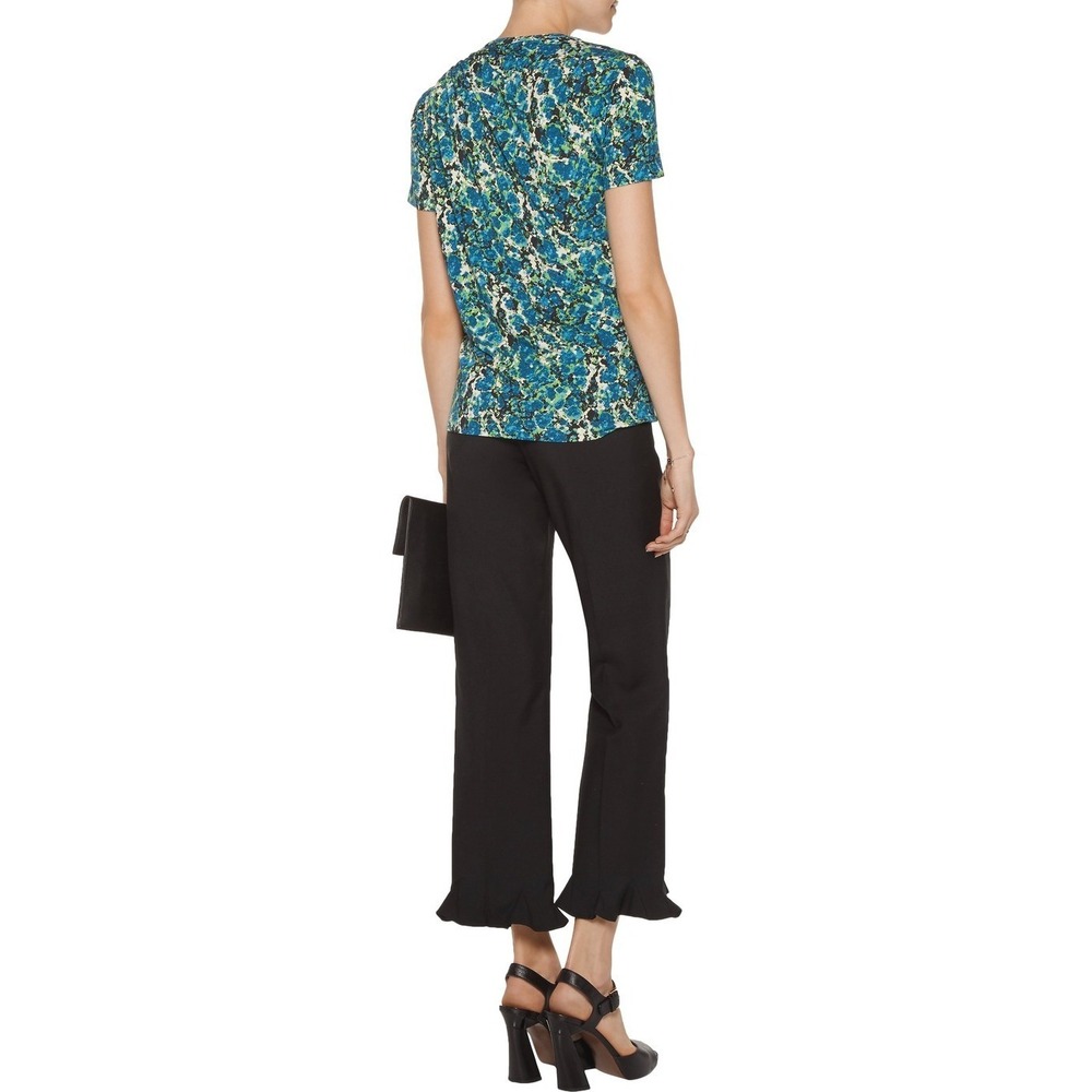 $245 NWT MISSONI Floral Stretch-Jersey Blouse Top Cinched Neckline Italy Made/S - Picture 4 of 8